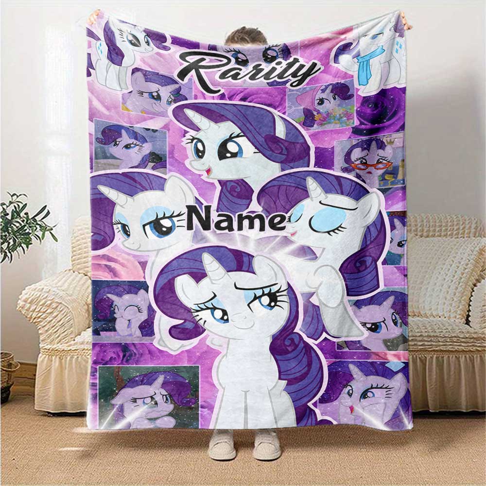Little Pony (5) Customize Text Blanket Lightweight Personalized Blanket Comfortable Great for Sofa Livingroom Picnics Home Decor Four Seasons Universa