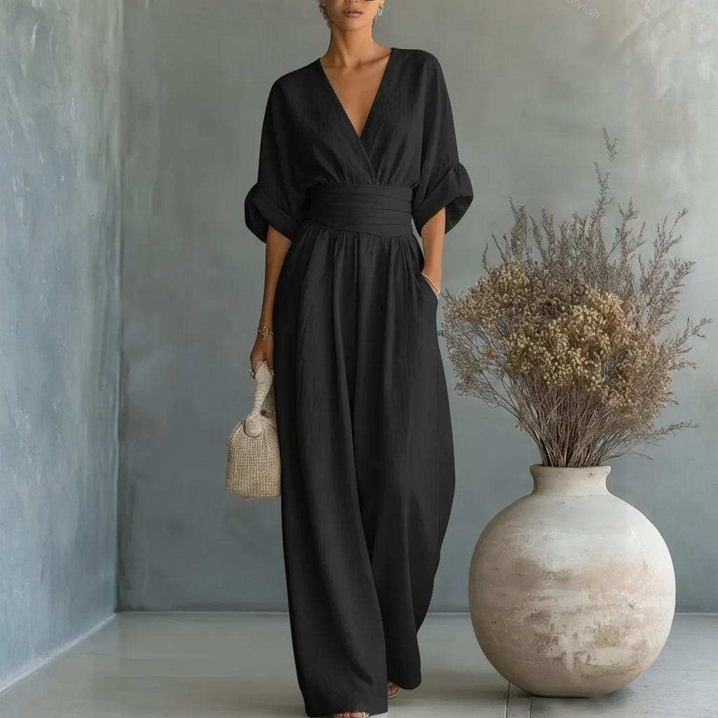 Женский модный комбинезон с V-образным вырезом, подчеркивающий талию