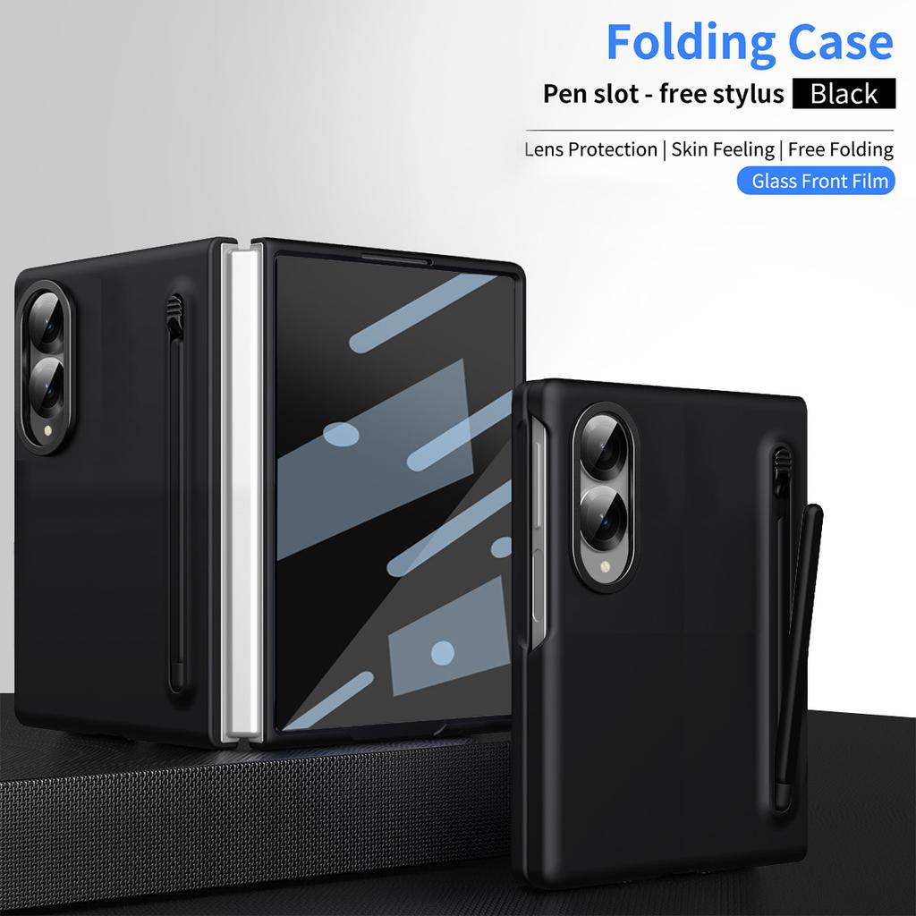 Для Samsung Galaxy Z Fold8 Чехол роскошное ощущение кожи складной встроенный слот для стилуса с закаленной пленкой Чехол для ZFold 8 WIDE Funda