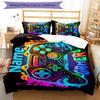 3pcs Custom Name Game Controller Bedding Set Duvet Cover Closure Includes 1 Duvet Cover & 2 Pillowcases, Soft and Comfortable for All Seasons.