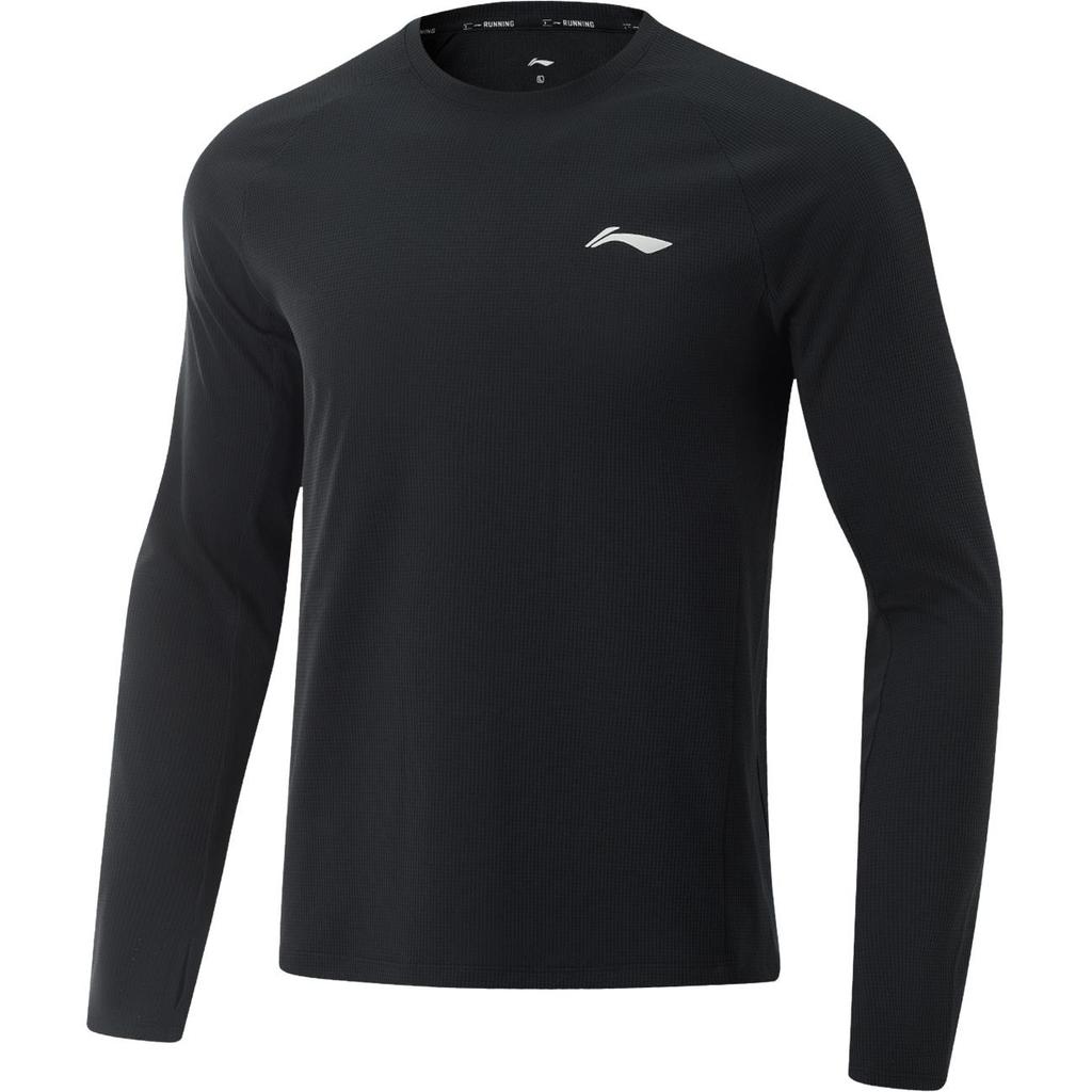 Li-Ning Comfortable Casual Simple Round Neck Pullover Long Sleeve T-Shirt Men Tops Black ATLV029-1