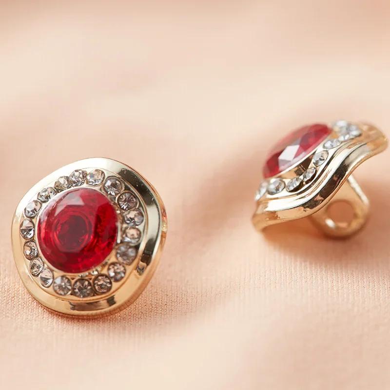 5 шт. Модные пуговицы с драгоценными камнями 11,5 мм, маленькие роскошные металлические пуговицы на ножке, декоративные пуговицы для женской одежды