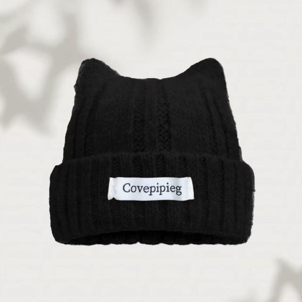 Зимняя теплая шапка-бини с ушками кошки для женщин, защита ушей, однотонная, вязаная крючком, шапка-бини, милая женская вязаная шапка, шапка-бини