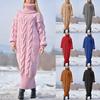 Knitted Turtleneck Fashionable Temperament Solid Color Sweater Pullover Sweater Warm Thick Coat Soft  Long Dress EMA