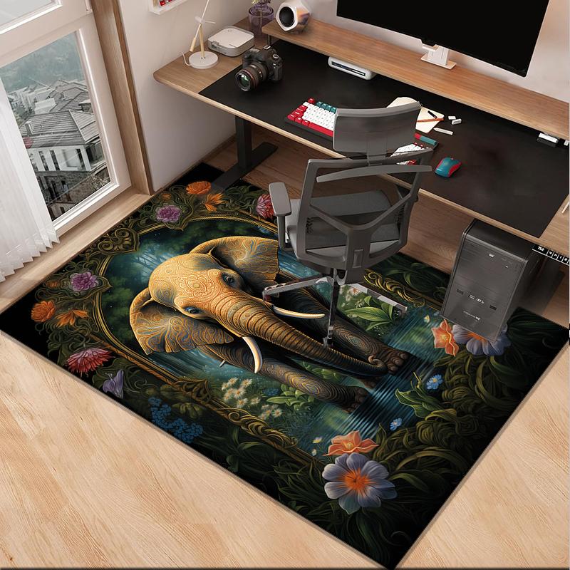 Ethereal Elephant Under The Moon Office Rug Chair Mat, Entryway Carpet, Suitable for Front Door, Bedroom, Living Room, Desk, Holiday Gift