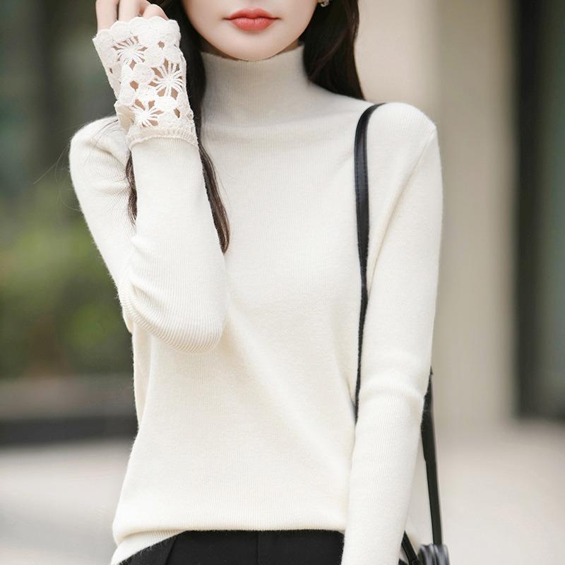 Women S Half Turtleneck Long Sleeve Knit Top Cuff Crochet Base Layer