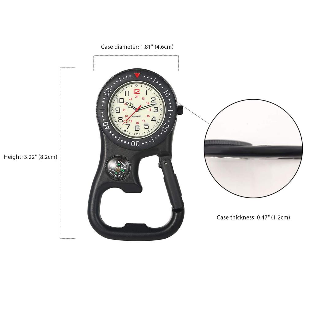 Lancardo Nurse Watch Pocket Watch Analog Luminous Carabiner Black 2 Мужские Женские