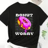 Casual Donuts Cartoon Graphic T Shirt for  Clothing Fashion  Print Doughnut Short Sleeve T-shirt Loungewear Pajama  Tops