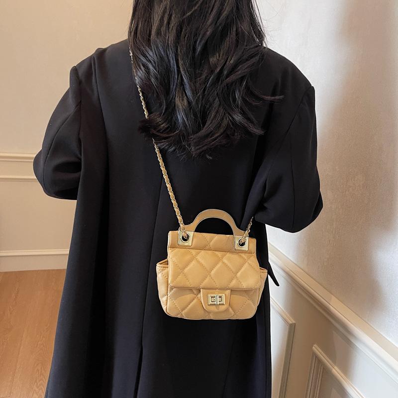 Xiaoxiangfeng Simple Lock Handbag 2025 New Bags Texture Diamond Shoulder Bag Trendy Chain Messenger Women's Bag