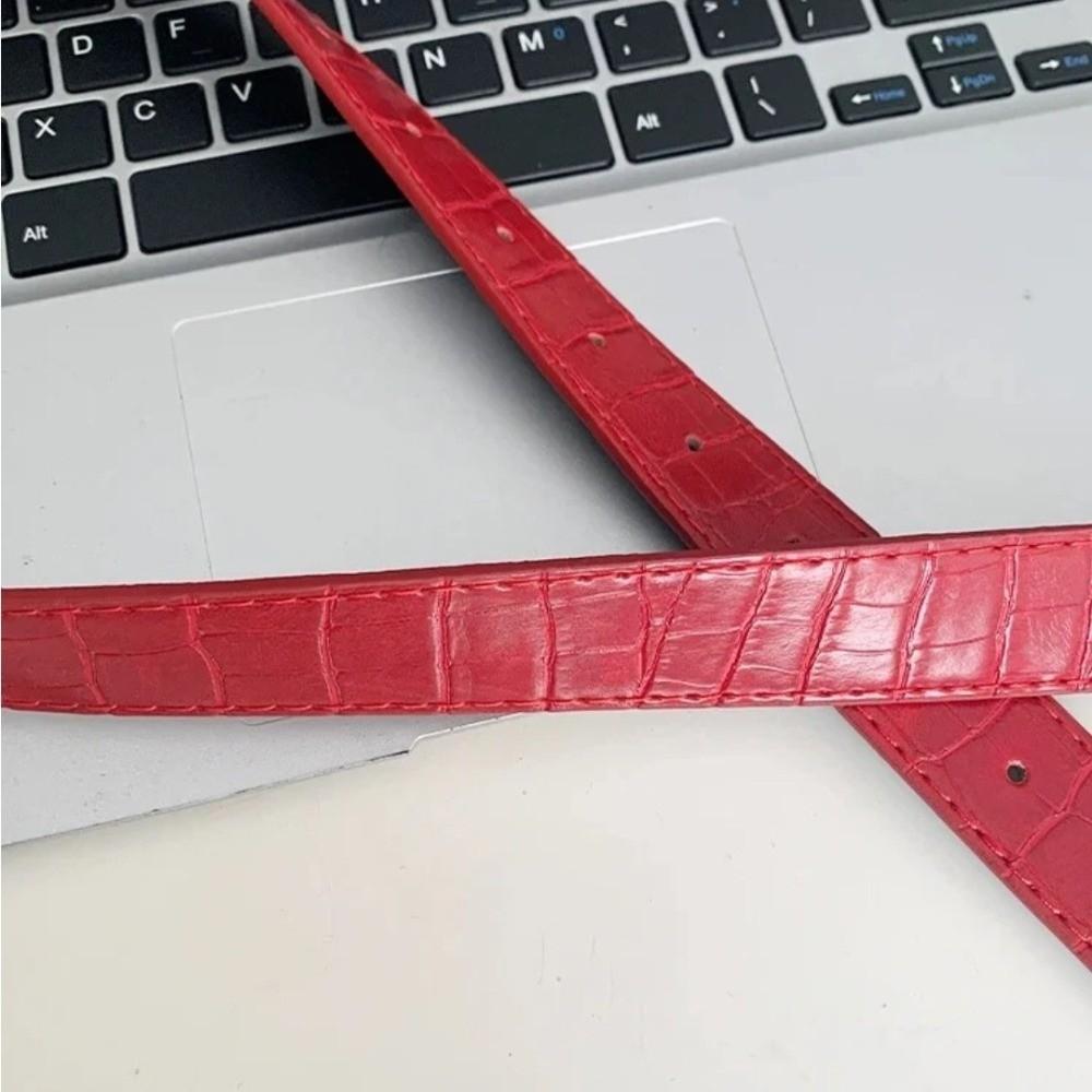 PU Needle Buckle Belt Red Women's Waistband Korean Jeans Belt Decoration Belt