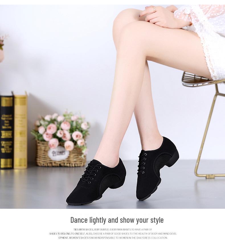 Женские профессиональные туфли для латиноамериканских танцев – Мягкая подошва, Плоский каблук, Оксфордская ткань