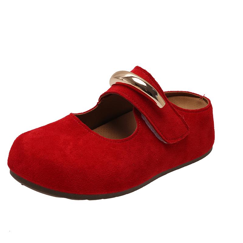 2025 Весна Новые женские балетки ретро красные с двойной пряжкой на ремне повседневные высококачественные туфли большого размера для леди Мэри Джейн
