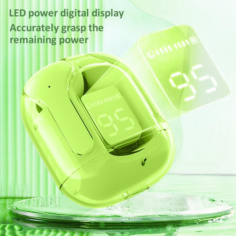 BT30 ENC Беспроводные наушники Bluetooth 5.3 с шумоподавлением Hi-Fi стереонаушники Цифровой дисплей Прозрачный зарядный чехол TWS Спортивные музыкальные наушники
