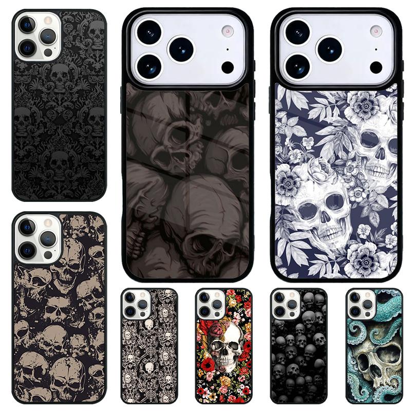Чехол для телефона в готическом стиле с черепом для iPhone 17 Air 16 15 11 12 14 13 Pro Max Ударопрочный чехол