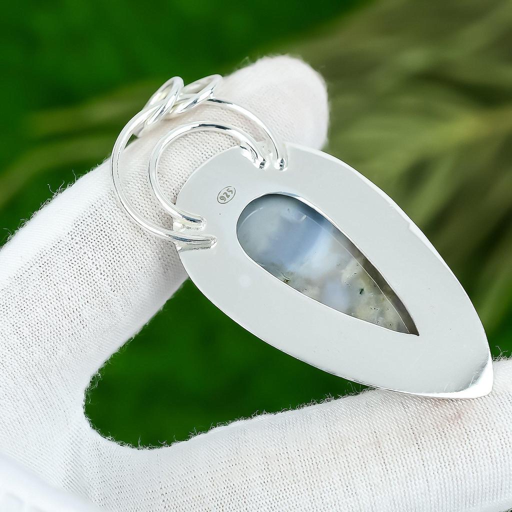 Sisters Day Sale 925 Sterling Silver Solar Moss Agate Gemstone Pendant Jewelry