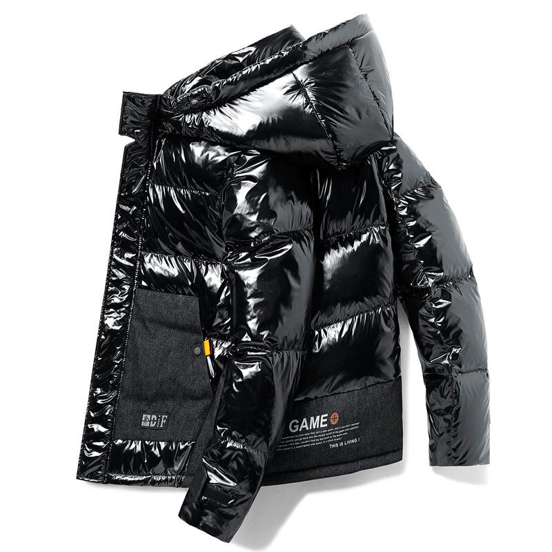Блестящая пуховая куртка Мужская зимняя одежда Новый модный бренд Легкий и короткий стиль Модное осенне-зимнее утепленное пальто с капюшоном