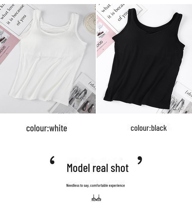 Women's Modal Sports Vest with Built-in Bra and Chest Pad - No Steel Ring, Anti-Exposure Design