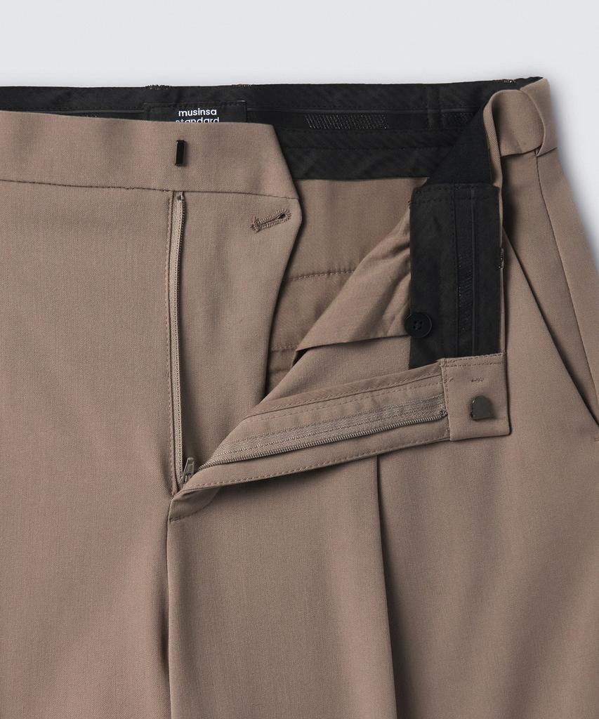 MUSINSA STANDARD Wide Bermuda Hidden Elastic Waist Half Slacks [Dusty Beige]