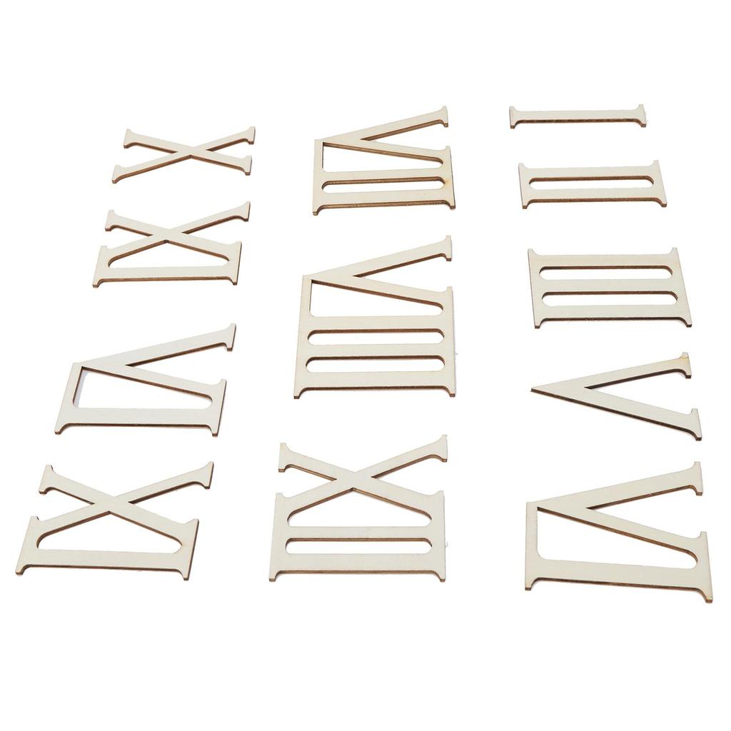 12Pcs Wooden Roman Numerals DIY Clock Numbers Wood Craft Hand Made Decorations 7CM