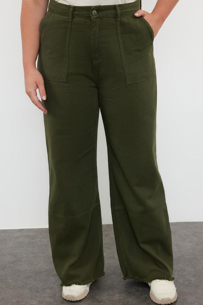  Women's Plus Size Jeans Khaki High Waist Wide Leg Plus Size Jeans