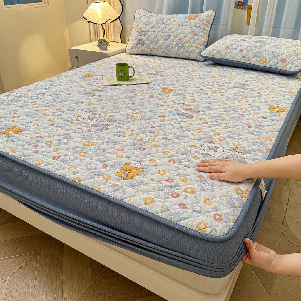 Ретро Стеганый Хлопковый Подогнанный Комплект Постельного Белья - 3 Предмета Издание 2025