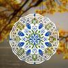 Bohemian Style Kinetic Wind Chime Metal Indoor Outdoor Hanging Decor Blue Green Floral Design Garden Patio Balcony Window Decoration All Season