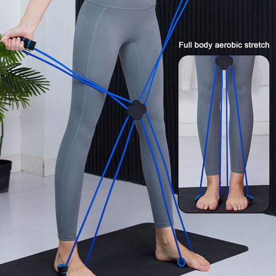 Эспандер для пилатеса с 4 петлями, расширитель груди, растяжка мышц, силовая тренировка, эластичная лента, домашний тренажерный зал, оборудование для тренировок всего тела