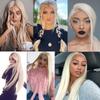 MISS WIG Synthetic Wigs for Women Long Straight Blonde Wig Without Bangs Front Lace Heat Resistant Fiber Long Straight Wig