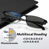 Men Business Half Frame Photochromic Multifocal Reading Glasses Trendy High Quality Blue Light Blocking Presbyopia Eyeglasses
