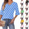 Women's Casual 3/4 Sleeve Top Summer V-neck Puffy Sleeve T-shirt Top