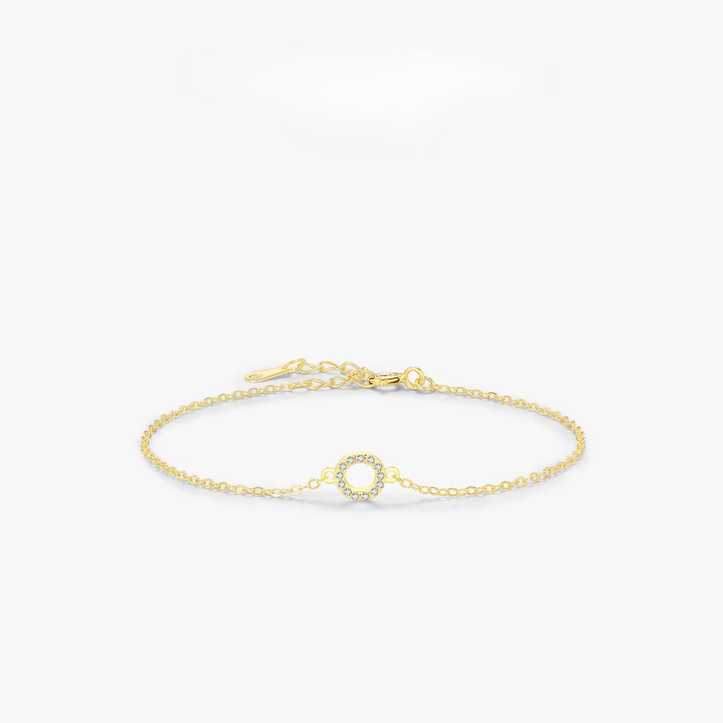 S925 Sterling Silver Bracelet Women's Exquisite Mini Circle K Gold Light Luxury Luxury and Luxury Instagram Handpiece