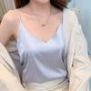 Майка для женщин с v-образным вырезом, модная атласная рубашка из ледяного шелка