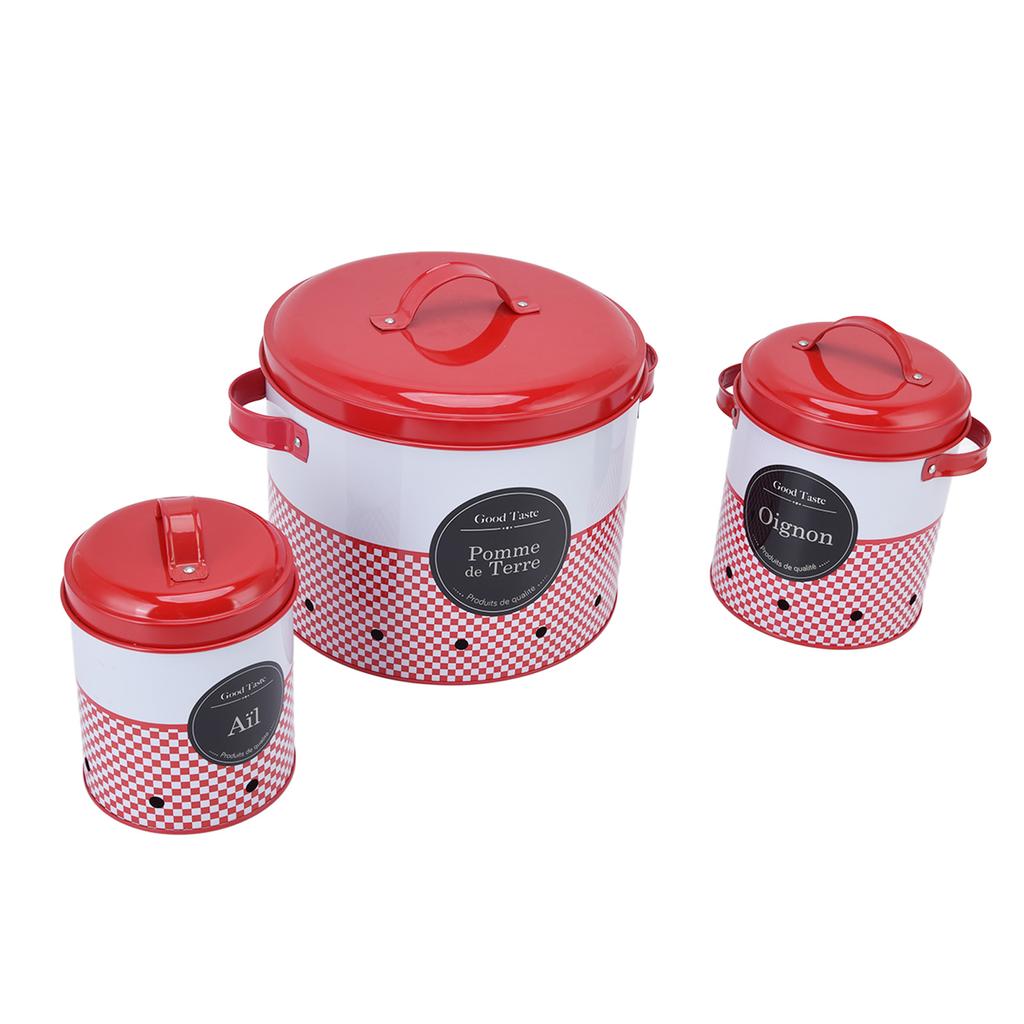 Набор из 3 канистр большой емкости, красно-белые, круглые ведра для хранения, фермерские кухни, конфеты, закуски