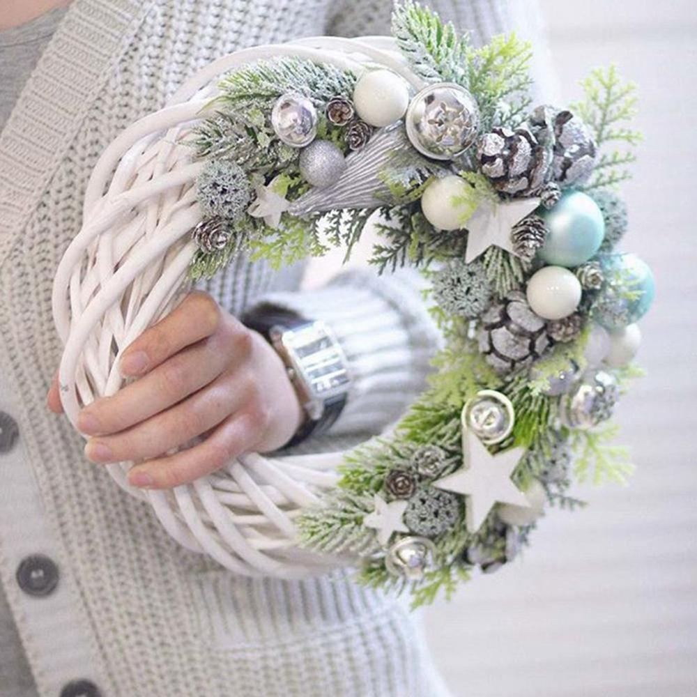 Party Wedding Ornament Natural Hanging Blank Christmas Decoration Rattan Ring White Garland Wicker Wreath