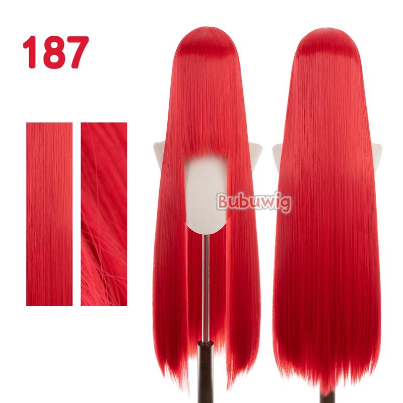 Синтетические парики Bubuwig, 100 см, длинные, прямые, однотонные, для косплея, более 100 цветов, розовый, оранжевый, блонд, зеленый, термостойкие