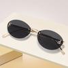 1pc Diamond Studded Letter F Frameless Oval Sunglasses Ins Street Pography Sunglasses Elegant and Fashionable