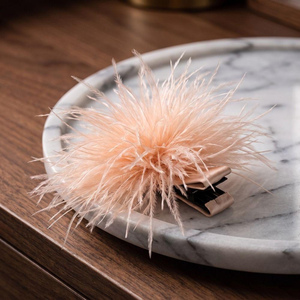 Fluffy Ostrich Feather Applique Soft Feather Pin Fashion Feather Brooch  Women