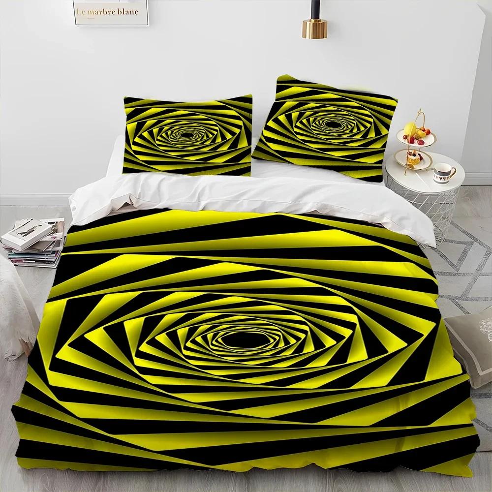 Комплект пододеяльника с 3D визуальной иллюзией и геометрическим рисунком, чехол для одеяла HD для детских постельных комплектов, постельное белье, декор для спальни