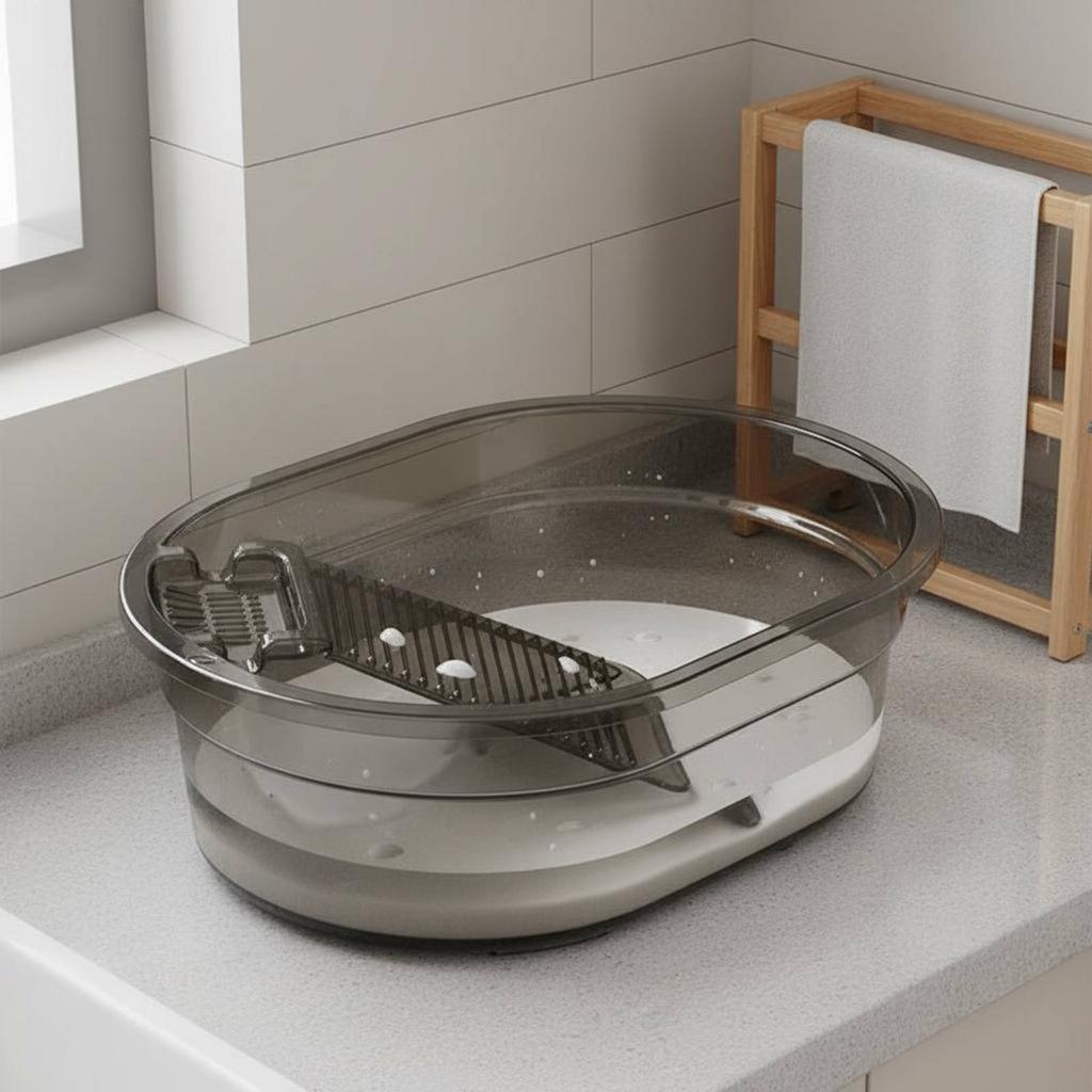 Washboard Laundry Basin Sturdy Laundry Basin with Scrubber Plastic Hand Wash Tub Heat Resistant Chemical-Free-Safe for Students
