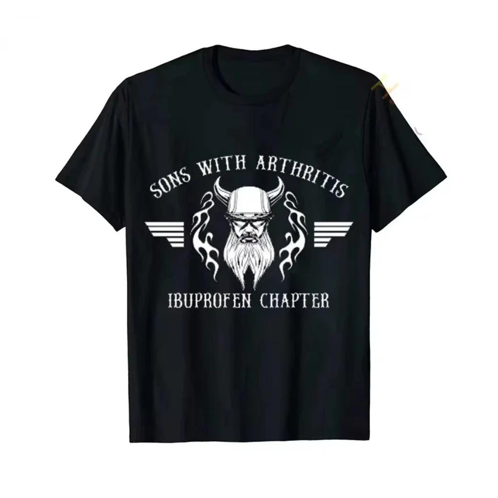 Футболка Streetwear Sons with Arthritis Ibuprofen Chapter Funny Biker Skull с черным винтажным рисунком для мужчин, готический топ Ropa Hombre