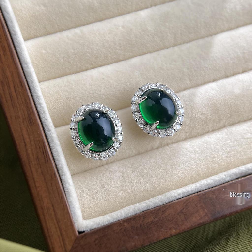 Винтажные серьги-пусеты в виде цветка из циркона оливкового цвета - Ретро придворный стиль с элегантностью тяжелой промышленности для женщин