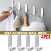4PCS Self Adhesive Hooks Heavy Duty Stainless Steel Wall Hook Waterproof Sticky Utility Hooks Hanging Clothes Towels Kitchen Bathroom Accessories