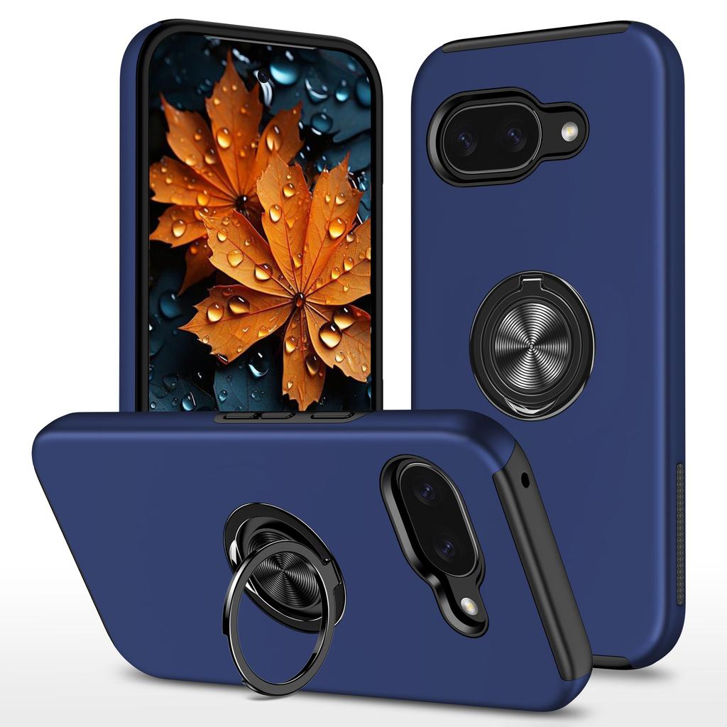 For Google Pixel 9a Case PC + TPU Phone Cover with Rotatable Ring Holder