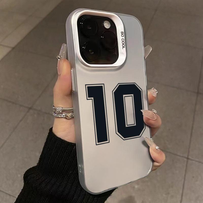 Чехол для телефона для iPhone 16 15 14 Pro Max 11 12 13 Pro 7 8 Plus SE X XS Счастливые числа Футбол Гальваническое покрытие Противоударный чехол