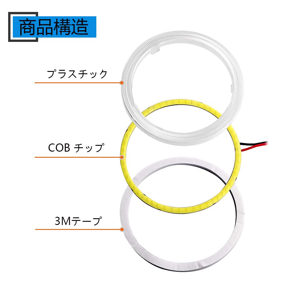 Светодиодная противотуманная фара YongMingCOB Squid Ring, белая, 60 мм, 39 нитей, с диффузионным колпаком, балласт 2 шт.