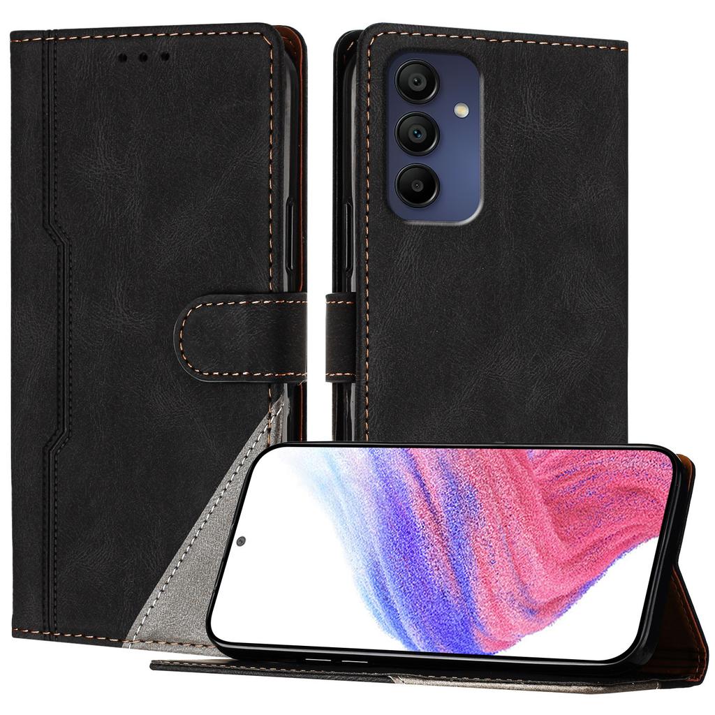 For Samsung Galaxy A16 4G Leather Case Triangle Patchwork Wallet Stand Shockproof Phone Cover