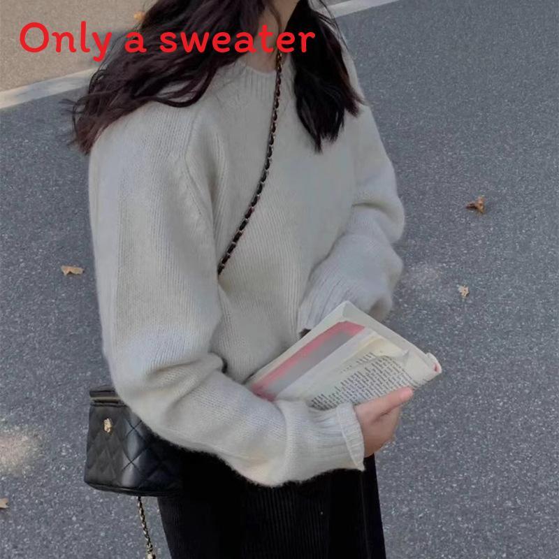 Lazy Style Knit Sweater For Women With Solid Color Design For Autumn Chill