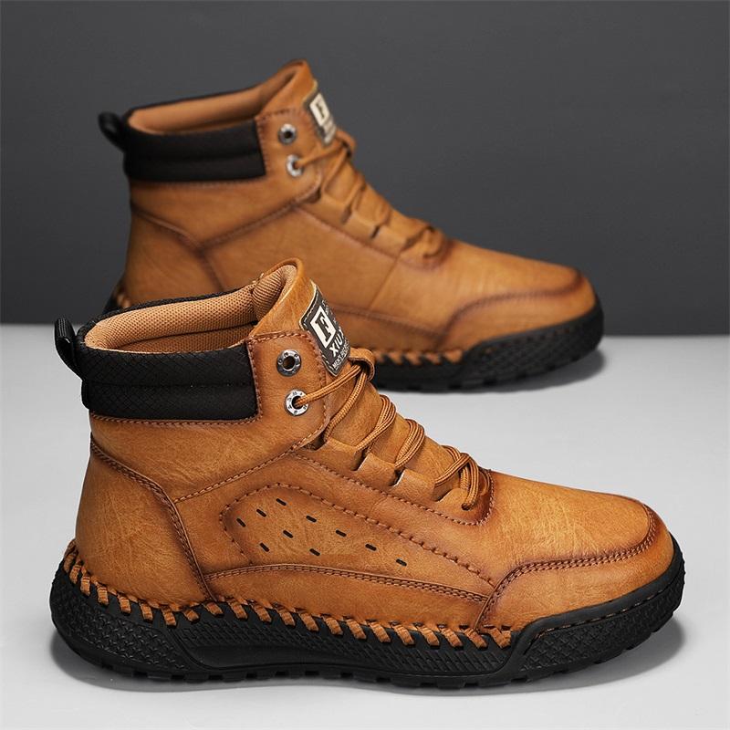 Men's Retro Leisure Shoes Autumn/ Winter Cow Split Leather Men Boots Comfortable Motorcycle Boots Winter Boots