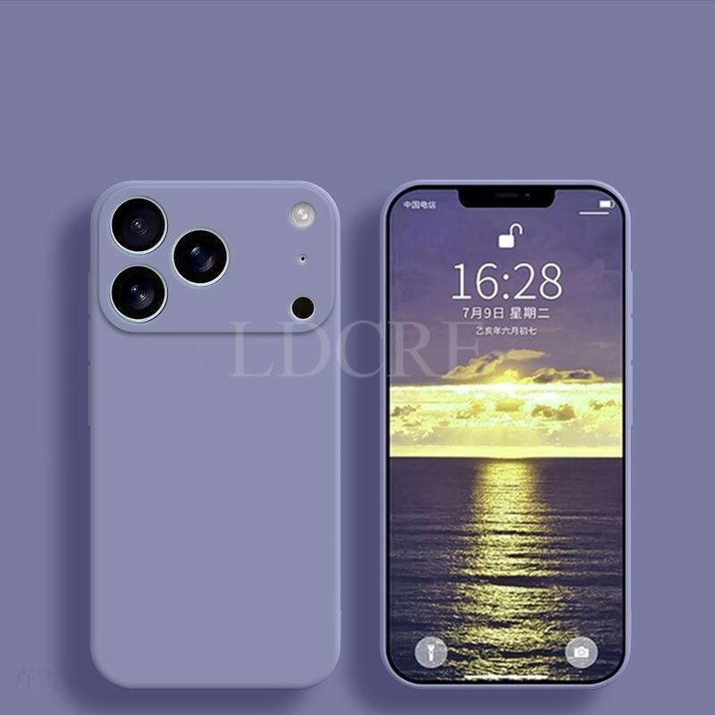 Чехол для iPhone 17 Pro Max Жидкий силиконовый чехол-защита для iPhone 17 Pro Max 17 Air Чехол из ТПУ Обычный резиновый защитный чехол