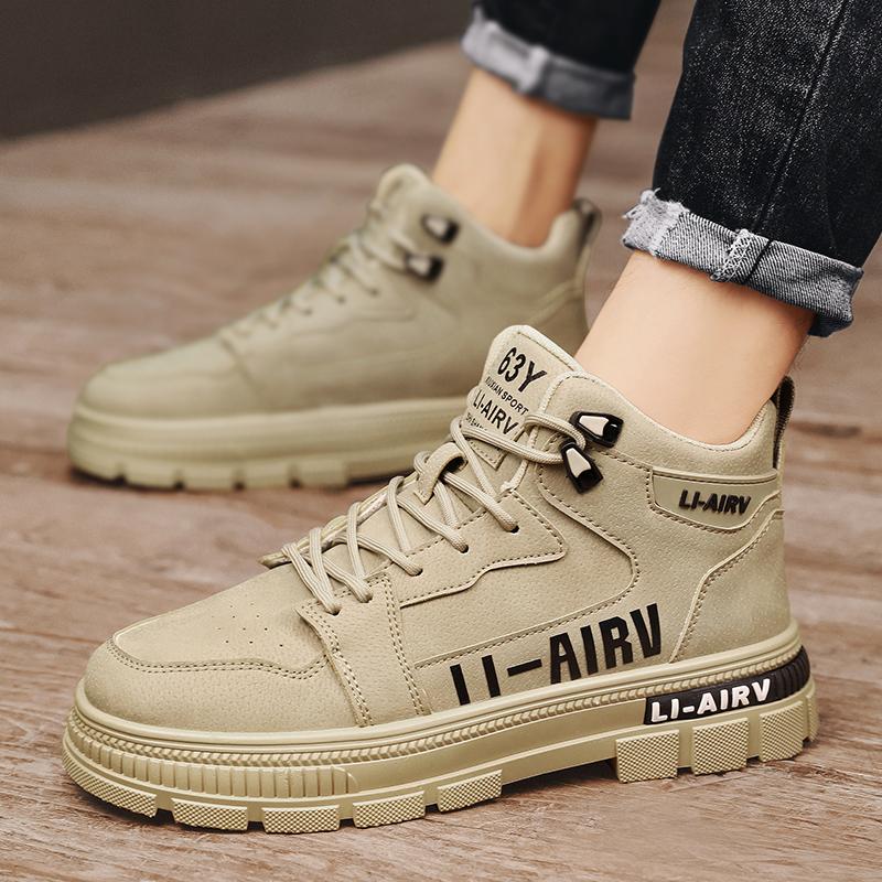 2024 Мужские Осенние Новые Модные Повседневные Износостойкие Ботинки Высокие Туфли Инструменты Ботинки Tide Британские Холщовые Ботинки